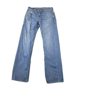 American Eagle Low Rise Boot Jeans Mens 30x34 (29x32 Actual) Blue Denim Rust